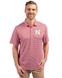 Nebraska Cornhuskers Cutter & Buck Forge Eco Double Stripe Stretch Recycled Mens Big &Tall Polo Cardinal Red/White Front
