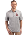 Oklahoma Sooners  Cutter & Buck Forge Eco Double Stripe Stretch Recycled Mens Big &Tall Polo Polished/White Front