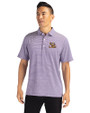LSU Tigers Cutter & Buck Forge Eco Double Stripe Stretch Recycled Mens Polo College Purple/White Front