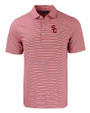 USC Trojans Cutter & Buck Forge Eco Double Stripe Stretch Recycled Mens Polo Cardinal Red/White Mannequin