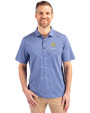 Albany State University Golden Rams Cutter & Buck Forge Eco Heather Stripe Stretch Recycled Mens Polo Tour Blue Heather Front