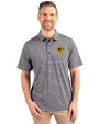 Grambling Tigers Cutter & Buck Forge Eco Heather Stripe Stretch Recycled Mens Polo Black Heather Front