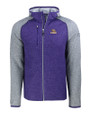 LSU Tigers Cutter & Buck Mainsail Full Zip Hooded Mens Jacket College Purple Heather/Polished Heather Mannequin