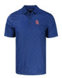 St. Louis Cardinals Cutter & Buck Pike Eco Pebble Print Stretch Recycled Mens Polo Navy Blue Mannequin