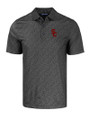 USC Trojans Cutter & Buck Pike Eco Pebble Print Stretch Recycled Mens Polo Black Mannequin