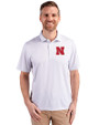 Nebraska Cornhuskers Cutter & Buck Pike Eco Symmetry Print Stretch Recycled Mens Polo White/Polished Front