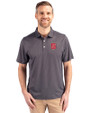 NC State Wolfpack Cutter & Buck Pike Eco Symmetry Print Stretch Recycled Mens Polo Black/White Front