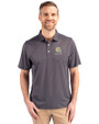 Albany State University Golden Rams Cutter & Buck Pike Eco Symmetry Print Stretch Recycled Mens Polo Black/White Front
