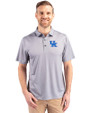 Kentucky Wildcats Cutter & Buck Pike Eco Tonal Geo Print Stretch Recycled Mens Polo Elemental Grey Front