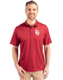 Oklahoma Sooners  Cutter & Buck Pike Eco Tonal Geo Print Stretch Recycled Mens Polo Cardinal Red Front