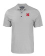 Nebraska Cornhuskers Cutter & Buck Pike Eco Tonal Geo Print Stretch Recycled Mens Polo Elemental Grey Mannequin