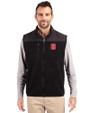 NC State Wolfpack Cutter & Buck Cascade Eco Sherpa Mens Big and Tall Fleece Vest Black Front