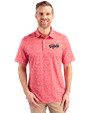 Lansing Lugnuts Cutter & Buck Pike Constellation Print Stretch Mens Polo Red Front