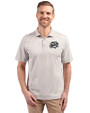 Omaha Storm Chasers Cutter & Buck Virtue Eco Pique Stripe Recycled Mens Polo Polished Medium Gray Front