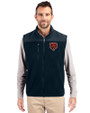 Chicago Bears Historic Cutter & Buck Cascade Eco Sherpa Mens Big and Tall Fleece Vest Navy Blue Front