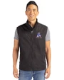 New England Patriots Historic Cutter & Buck Charter Eco Recycled Mens Full-Zip Vest Black Front