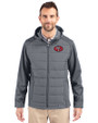 San Francisco 49ers Historic Cutter & Buck Evoke Hybrid Eco Softshell Recycled Full Zip Mens Big & Tall Hooded Jacket Elemental Grey Front