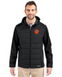 Cincinnati Bengals Historic Cutter & Buck Evoke Hybrid Eco Softshell Recycled Full Zip Mens Big & Tall Hooded Jacket Black Front