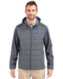 Los Angeles Rams Historic Cutter & Buck Evoke Hybrid Eco Softshell Recycled Full Zip Mens Big & Tall Hooded Jacket Elemental Grey Front