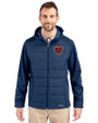 Chicago Bears Historic Cutter & Buck Evoke Hybrid Eco Softshell Recycled Full Zip Mens Big & Tall Hooded Jacket Navy Blue Front