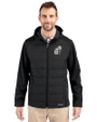 New Orleans Saints Historic Cutter & Buck Evoke Hybrid Eco Softshell Recycled Full Zip Mens Big & Tall Hooded Jacket Black Front