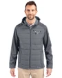 Philadelphia Eagles Historic Cutter & Buck Evoke Hybrid Eco Softshell Recycled Full Zip Mens Big & Tall Hooded Jacket Elemental Grey Front