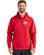 Buffalo Bills Historic Cutter & Buck Roam Epic Versatility Half Zip Recycled Mens Hooded Pullover Red Front
