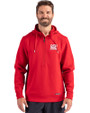 New York Giants Historic Cutter & Buck Roam Recycled Buttery-Soft Knit Mens Half Zip Hooded Pullover Red Front