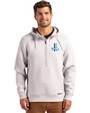Detroit Lions Historic Cutter & Buck Roam Recycled Buttery-Soft Knit Mens Half Zip Hooded Pullover Solitaire Front