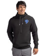 Los Angeles Rams Historic Cutter & Buck Roam Epic Versatility Half Zip Recycled Mens Hooded Pullover Black Front