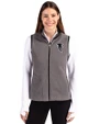 Atlanta Falcons Historic Cutter & Buck Cascade Epic Comfort Recycled Sherpa Fleece Womens Full Zip Vest Elemental Grey/Black Front
