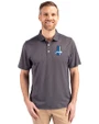 Detroit Lions Historic Cutter & Buck Pike Recycled Symmetry Print Mens Big & Tall Polo Black/White Front