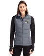 New Orleans Saints Historic Cutter & Buck Evoke Hybrid Softshell Recycled Womens Full Zip Vest Elemental Grey Front