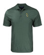 Green Bay Packers Historic Cutter & Buck Pike Eco Tonal Geo Print Stretch Recycled Mens Polo Hunter Green Mannequin