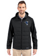 Indianapolis Colts Historic Cutter & Buck Evoke Hybrid Softshell Recycled Full Zip Mens Hooded Jacket Black Front