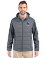 Indianapolis Colts Historic Cutter & Buck Evoke Hybrid Softshell Recycled Full Zip Mens Hooded Jacket Elemental Grey Front