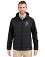 New England Patriots Historic Cutter & Buck Evoke Hybrid Softshell Recycled Full Zip Mens Hooded Jacket Black Front