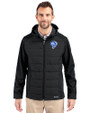 Los Angeles Rams Historic Cutter & Buck Evoke Recycled Honeycomb Fleece Mens Hybrid Full Zip Jacket Black Front