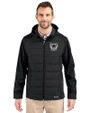 Las Vegas Raiders Historic Cutter & Buck Evoke Hybrid Softshell Recycled Full Zip Mens Hooded Jacket Black Front