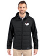Arizona Cardinals Historic Cutter & Buck Evoke Hybrid Softshell Recycled Full Zip Mens Hooded Jacket Black Front