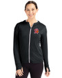 Tampa Bay Buccaneers Historic Cutter & Buck Daybreak Eco Recycled Womens Full Zip Hoodie Black Front
