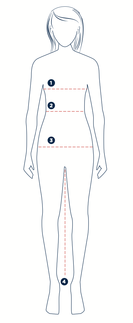 Shirt showing how to get fitted for bust, waist, hip