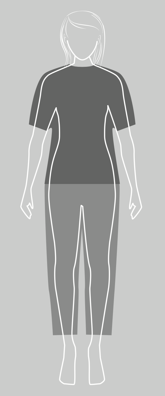 Ladies Relaxed Fit sizing chart