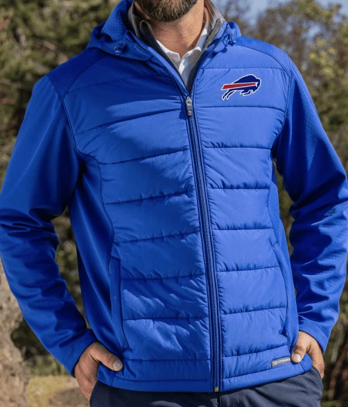 Man In Blue Buffalo Bills Evoke Honeycomb jacket