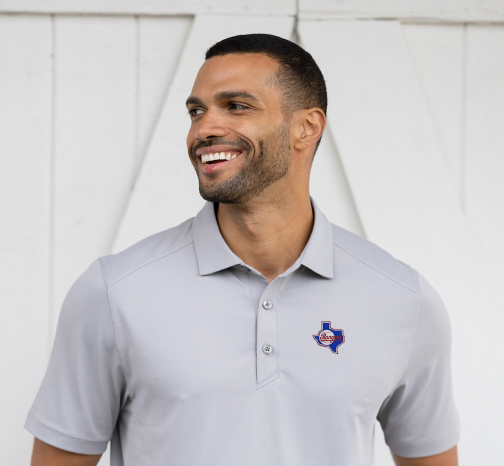 Man wearing Cooperstown MLB Polo