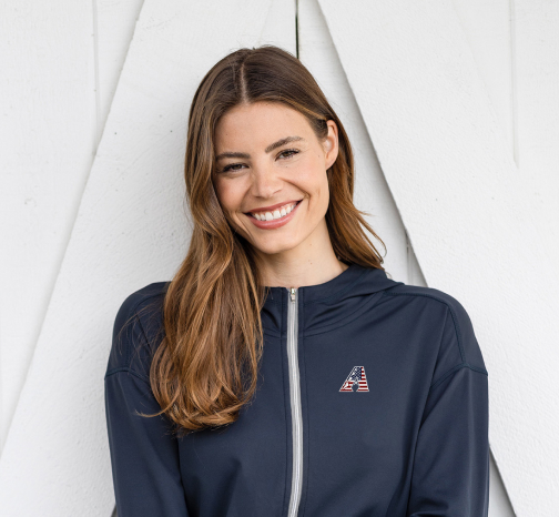 Woman wearing Arizona Diamondbacks Stars & Stripes jacket