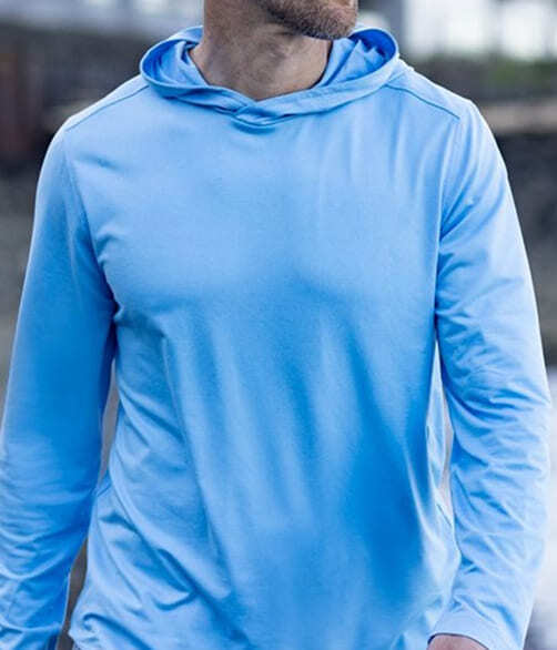 Man Wearing Blue Hooded Sweater