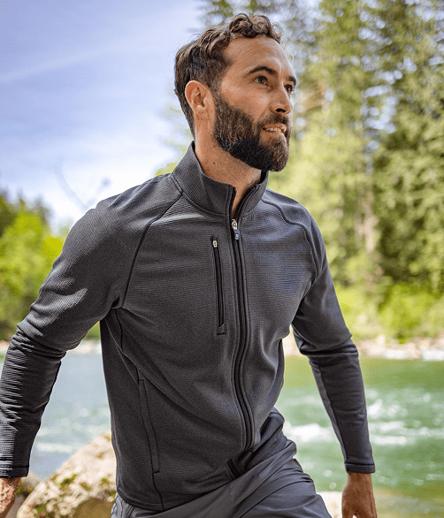 Man gray cutter & buck full zip activewear