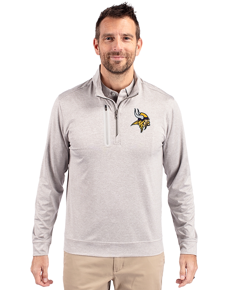 Minnesota Vikings Cutter & Buck Stealth Heathered Quarter Zip Mens