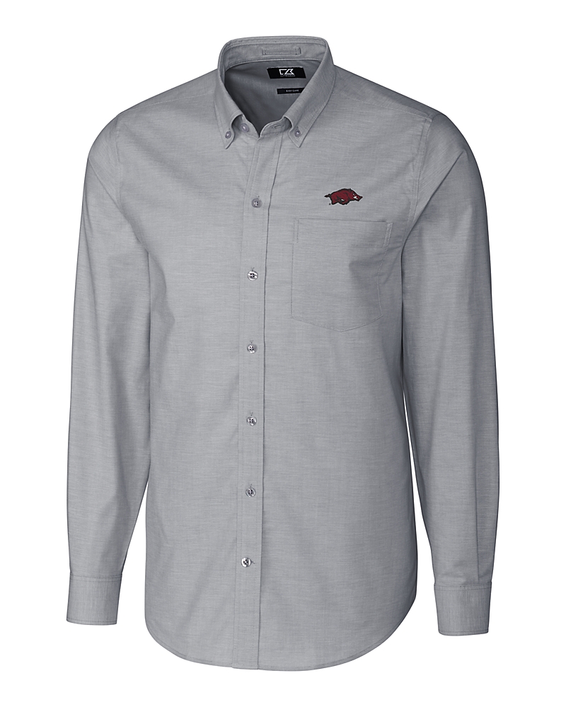 razorback dress shirt Cutter & Buck Arkansas Razorbacks Easy Care Stretch Oxford Mens Long Sleeve Button Down Shirt in Charcoal